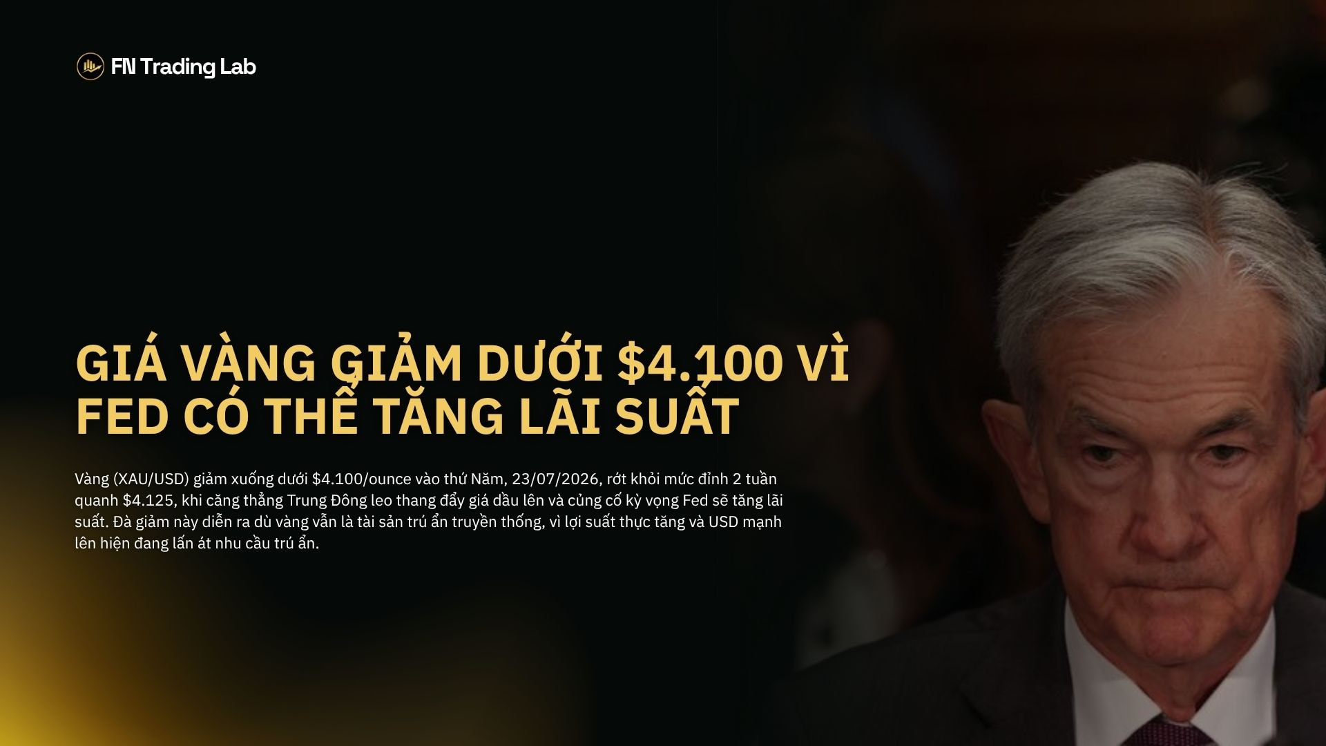 giá vàng giảm do Fed tăng lãi suất